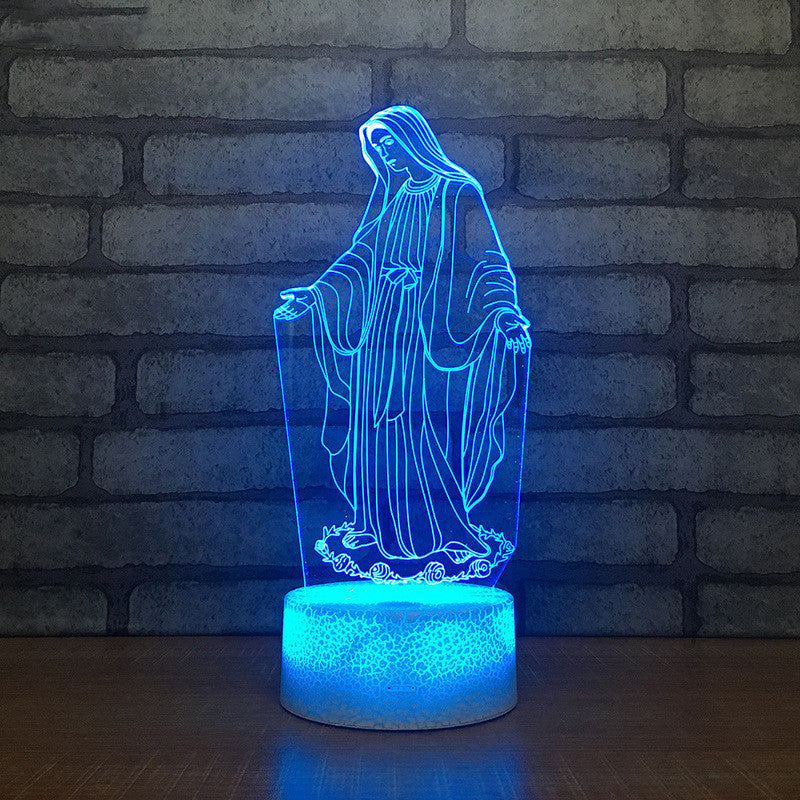 Mary Bible Cross 3D Night Light – Christian Acrylic Table Lamp with Touch & Remote Control