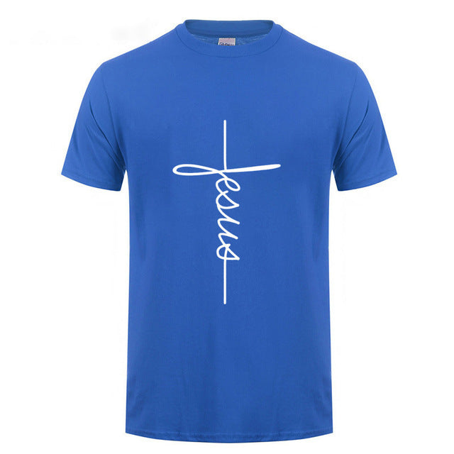 Jesus Cross T-shirts Men, Women, English, Digital Letters, Street Short Sleeve