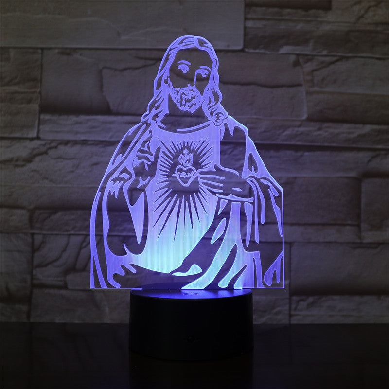Jesus Christian LED Luminous Table Lamp – Acrylic Shade with Touch & Remote Control Options