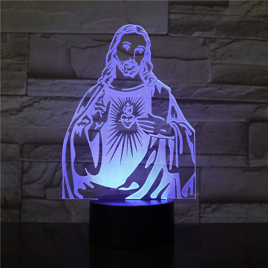 Jesus Christian LED Luminous Table Lamp – Acrylic Shade with Touch & Remote Control Options