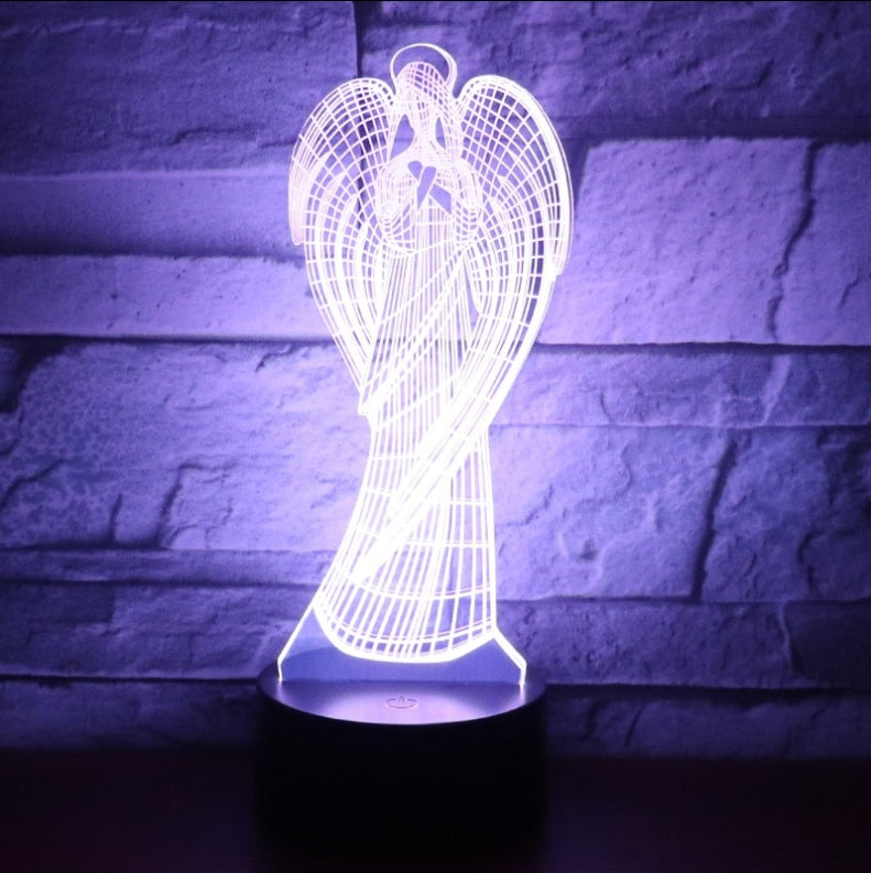 Christian Angel LED Color-Changing 3D Night Light – Touch & Remote Control Acrylic Lamp