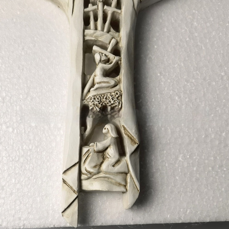 Resin Wall-Mounted Cross Ornament – European Retro Style Decorative Wall Craft
