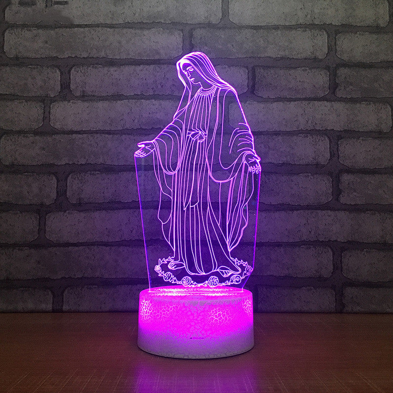 Mary Bible Cross 3D Night Light – Christian Acrylic Table Lamp with Touch & Remote Control