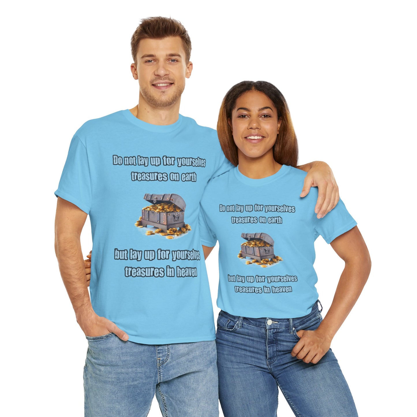 "Treasures in Heaven" Design – Uplifting Unisex Heavy Cotton Tee, Perfect for Faith-Based Gifts