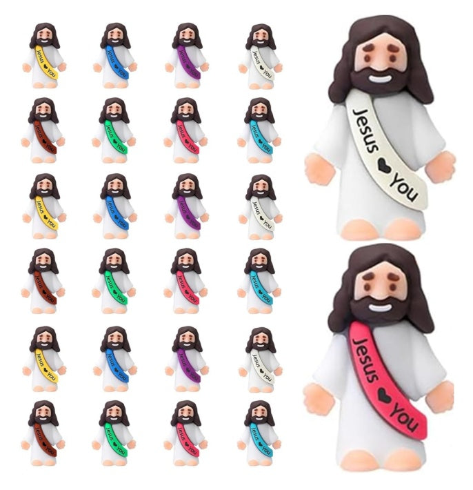 Mini Jesus Ornaments Set Of 25, 5 Random Colors