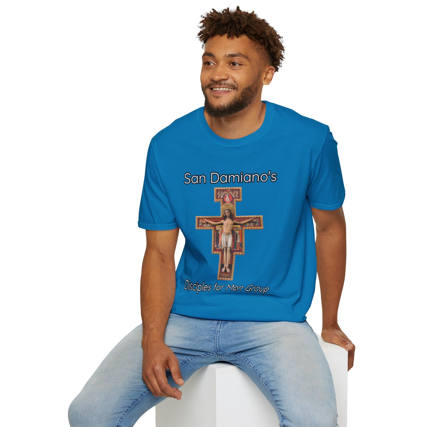 "San Damiano's Disciples for Men Group" Unisex Softstyle T-Shirt - Faith and Community Support