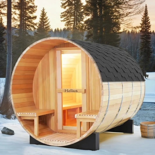 2-4 Person Family Use Barrel Sauna Steam Sauna Rooms Outdoor Red Cedar Sauna Room for Relaxation