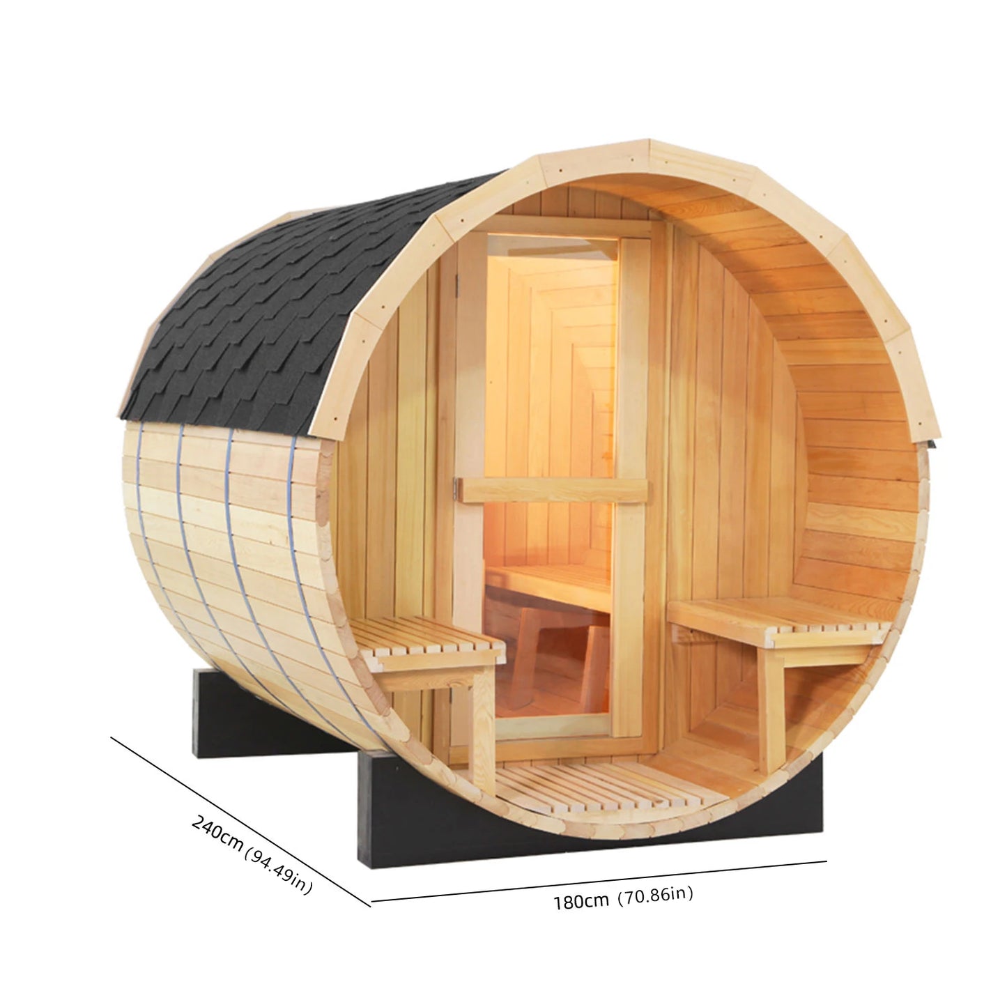 2-4 Person Family Use Barrel Sauna Steam Sauna Rooms Outdoor Red Cedar Sauna Room for Relaxation