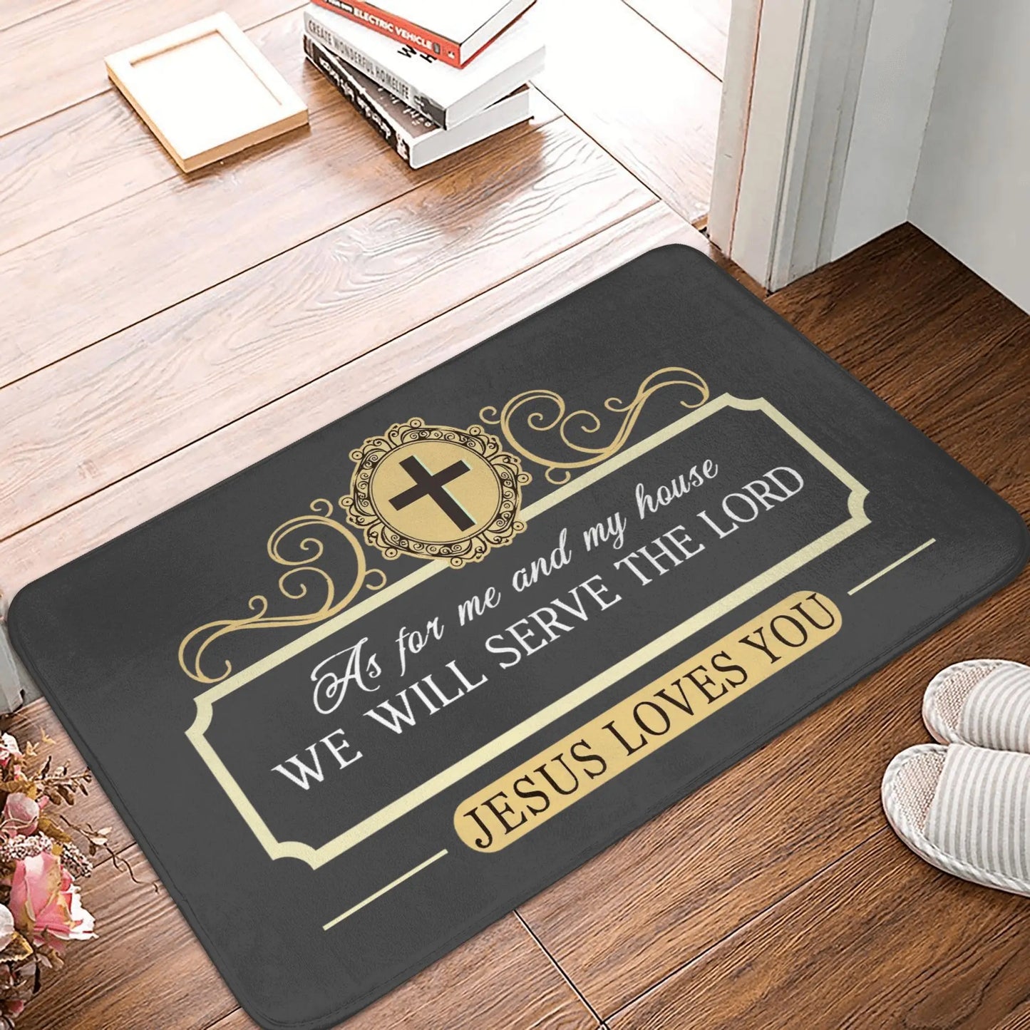 Jesus Religious Door Mat – Anti-Slip, Waterproof, Modern Printed Rug for Bedroom, Kitchen, Bathroom, Balcony, Entrance, or Prayer Area