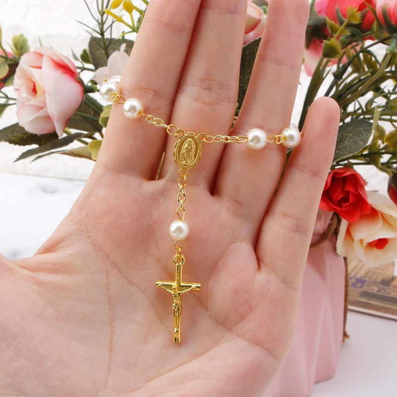 Catholic Baptism Mini Rosary Favor – Our Lady of Guadalupe & Cross Christening Keepsake