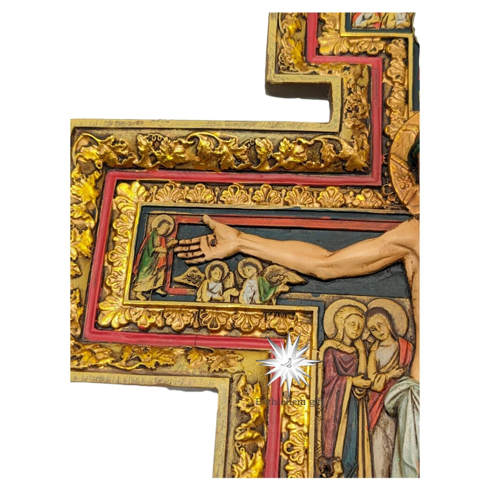 San Damiano Cross Resin Wall Hanging – Catholic Prayer Icon for Home Decor, 26.5cm