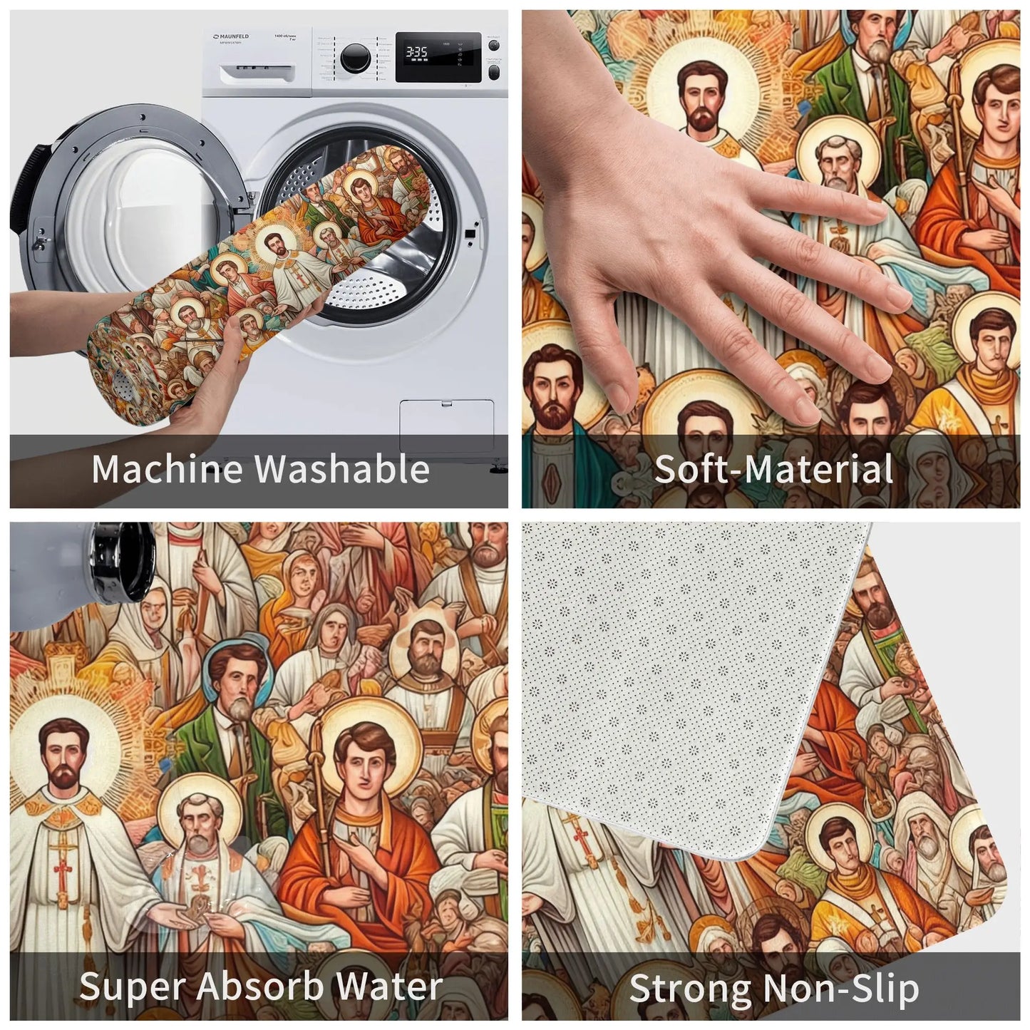 Jesus Religious Door Mat – Anti-Slip, Waterproof, Modern Printed Rug for Bedroom, Kitchen, Bathroom, Balcony, Entrance, or Prayer Area