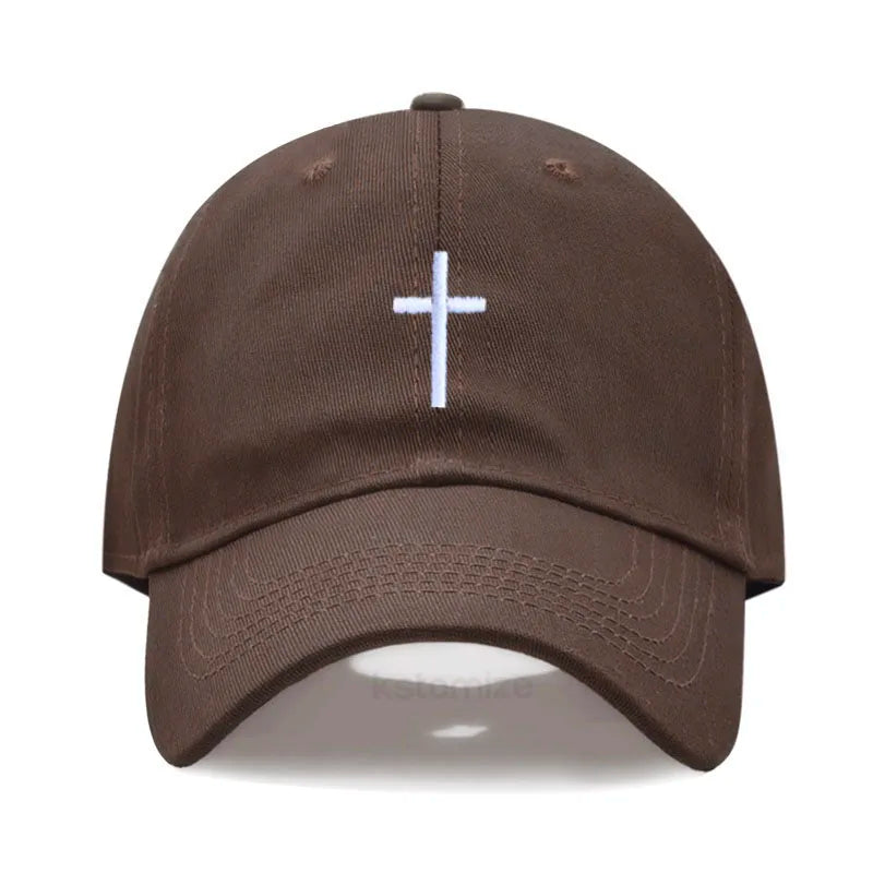 Cotton Baseball Cap for Men & Women - Unisex Cross Embroidery Dad Hat, Sun Protection, Adjustable Outdoor Sports Cap
