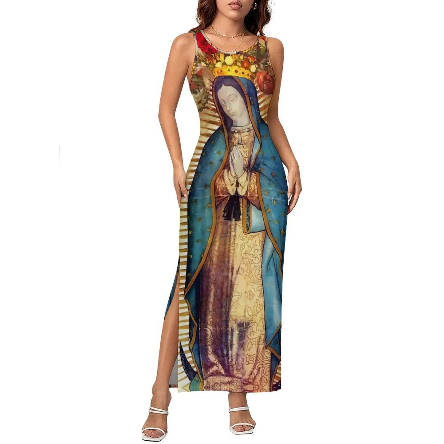 Virgin Mary Catholic Christian Sleeveless Bodycon Maxi Dress