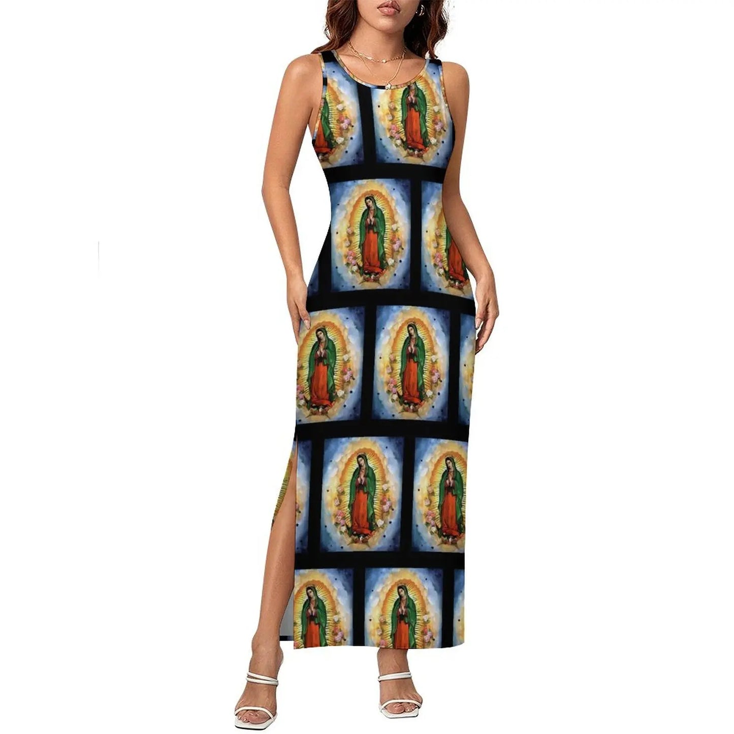 Virgin Mary Catholic Christian Sleeveless Bodycon Maxi Dress