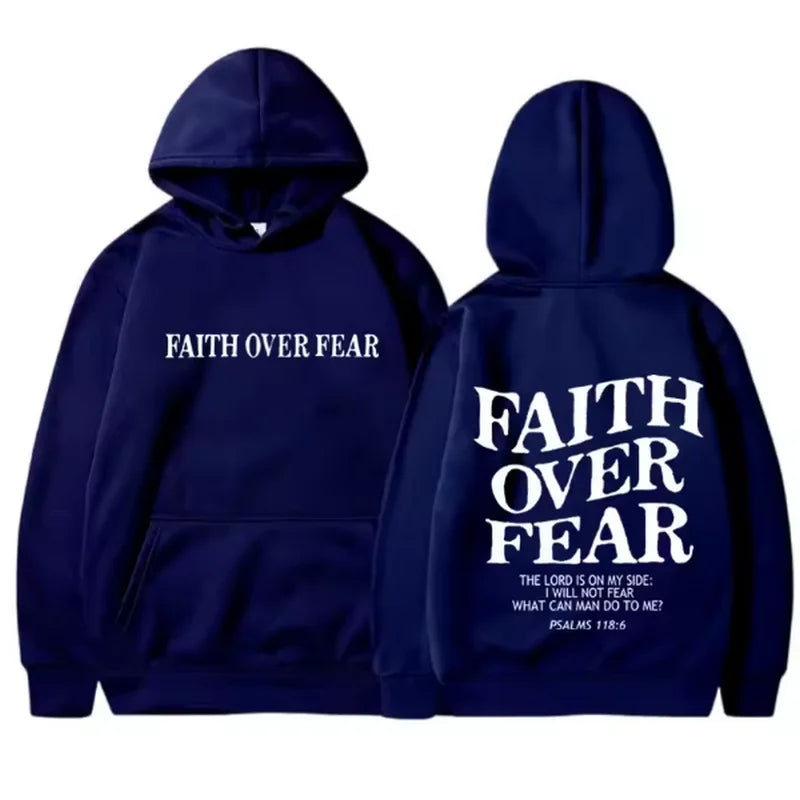 Faith Over Fear Hoodie - Bible Verse Pullover, Cozy & Stylish for Men & Women, Fleece Hoodie for Autumn & Winter