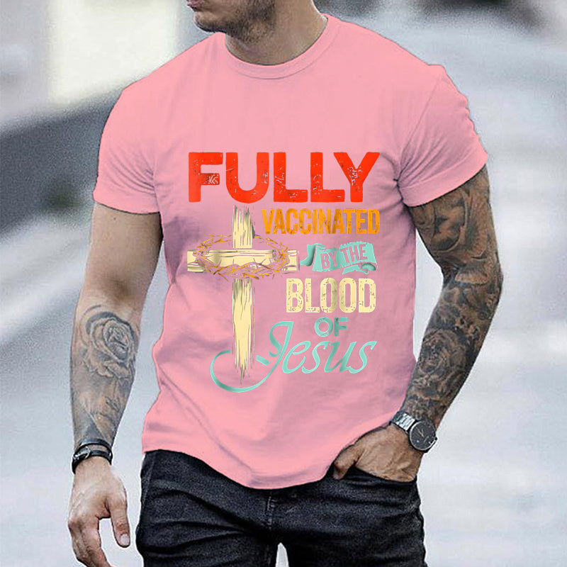 Fully Vaccinated By The Blood of Jesus Faith Christian T-Shirt Black T-shirt Fashion Streetwear for Men Tees