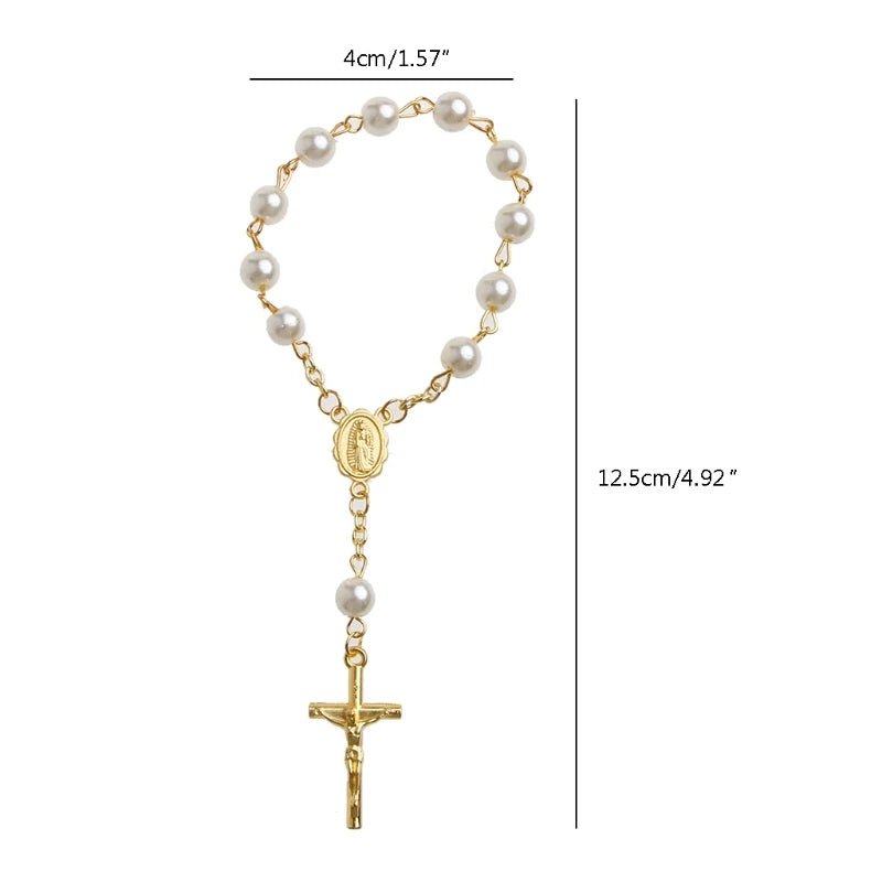 Catholic Baptism Mini Rosary Favor – Our Lady of Guadalupe & Cross Christening Keepsake