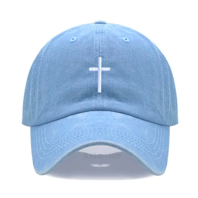 Cotton Baseball Cap for Men & Women - Unisex Cross Embroidery Dad Hat, Sun Protection, Adjustable Outdoor Sports Cap