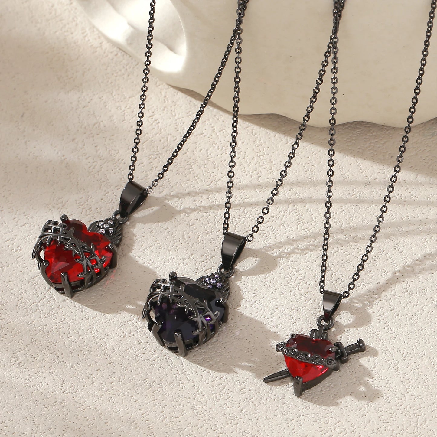 Sacred Heart of Jesus Cross Pendant Necklace with Cubic Zirconia