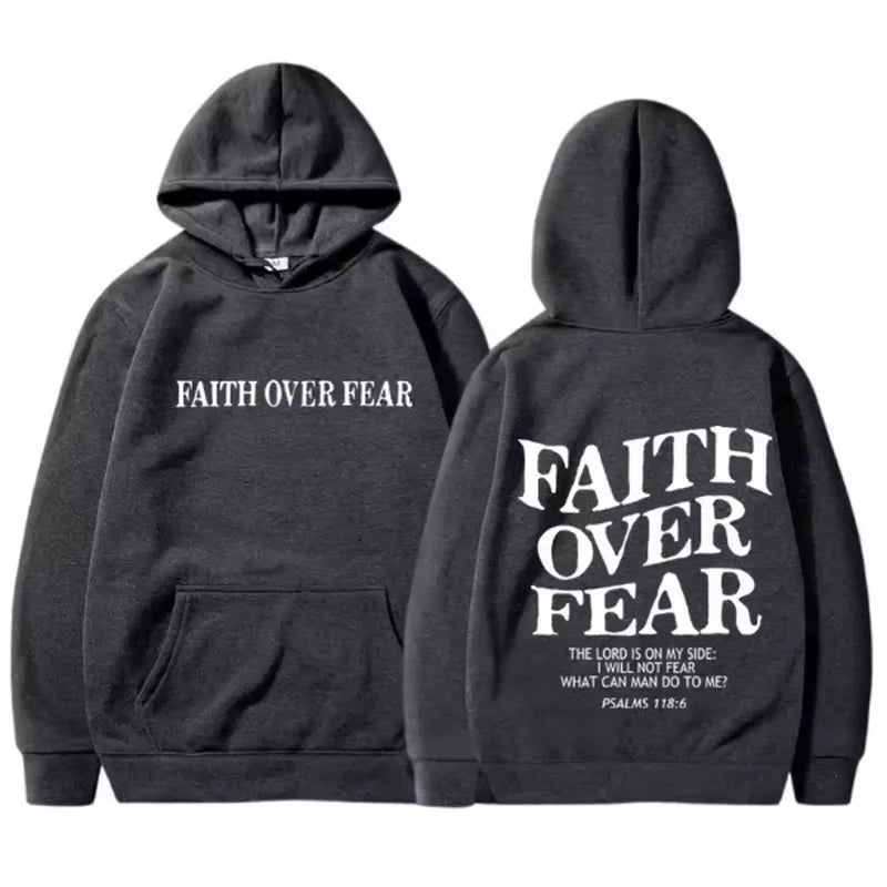 Faith Over Fear Hoodie - Bible Verse Pullover, Cozy & Stylish for Men & Women, Fleece Hoodie for Autumn & Winter