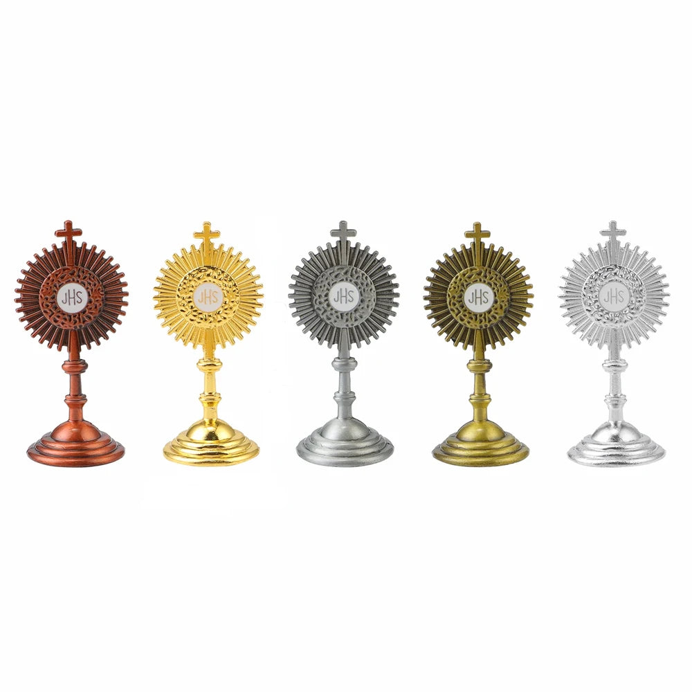 Mini Catholic JHS Metal Ornament – Decorative Religious Charm for Car, Home & Office