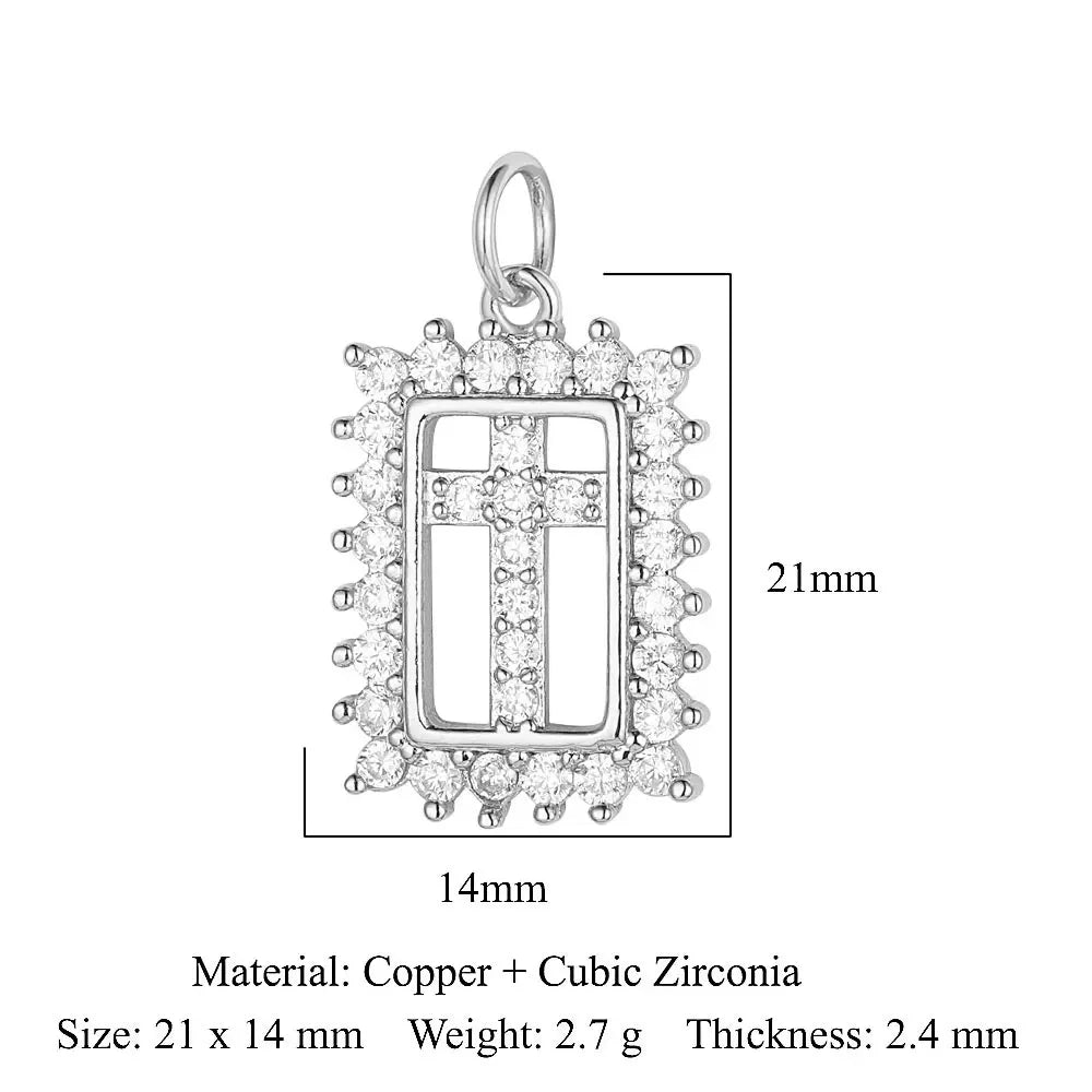 3-Piece Religious Pendant Set – Our Lady & Heart Cross Charms with Cubic Zirconia, Gold or Silver Plated