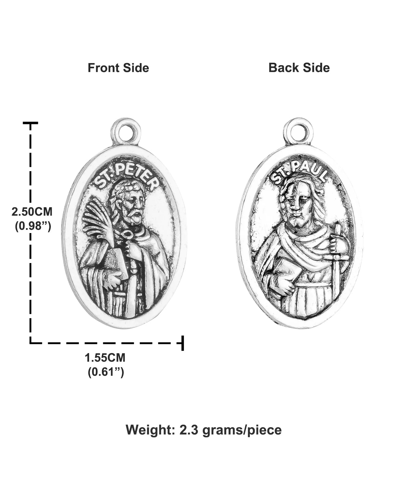 20pcs Saint Peter and Saint Paul Catholic Medals – Oval Religious Charms for DIY Jewelry and Rosaries