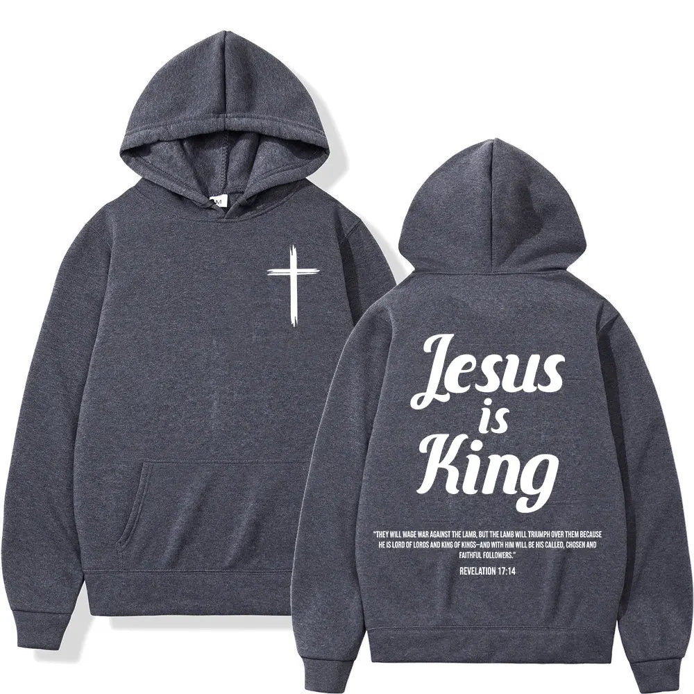 “Jesus Is King” Christian Hoodie – Unisex Fleece Sweatshirt