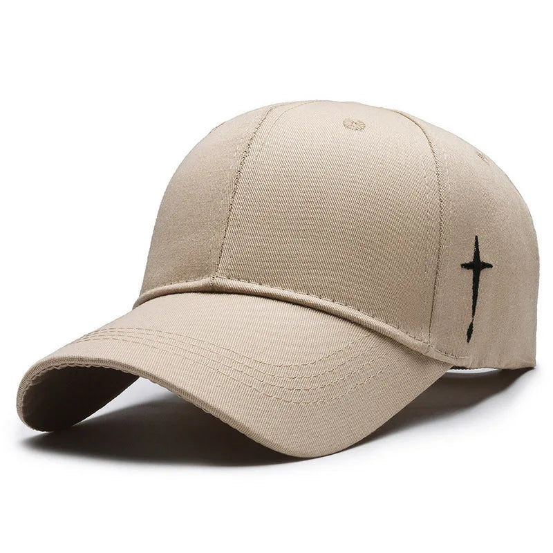 Unisex Simple Cross Embroidery Baseball Caps Spring and Autumn Outdoor Adjustable Casual Hat Sunscreen Hat