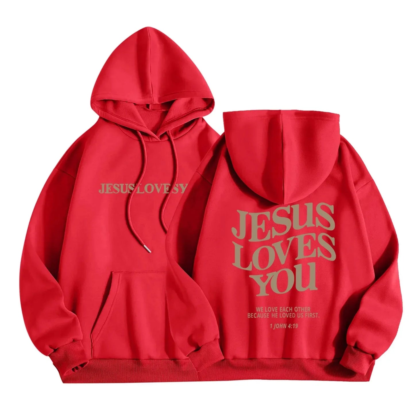 Jesus Loves You Print Pullover Hoodies Women's Autumn Winter Streetwear Sweatshirt Hooded Tops Clothes Winter Clothes Women
