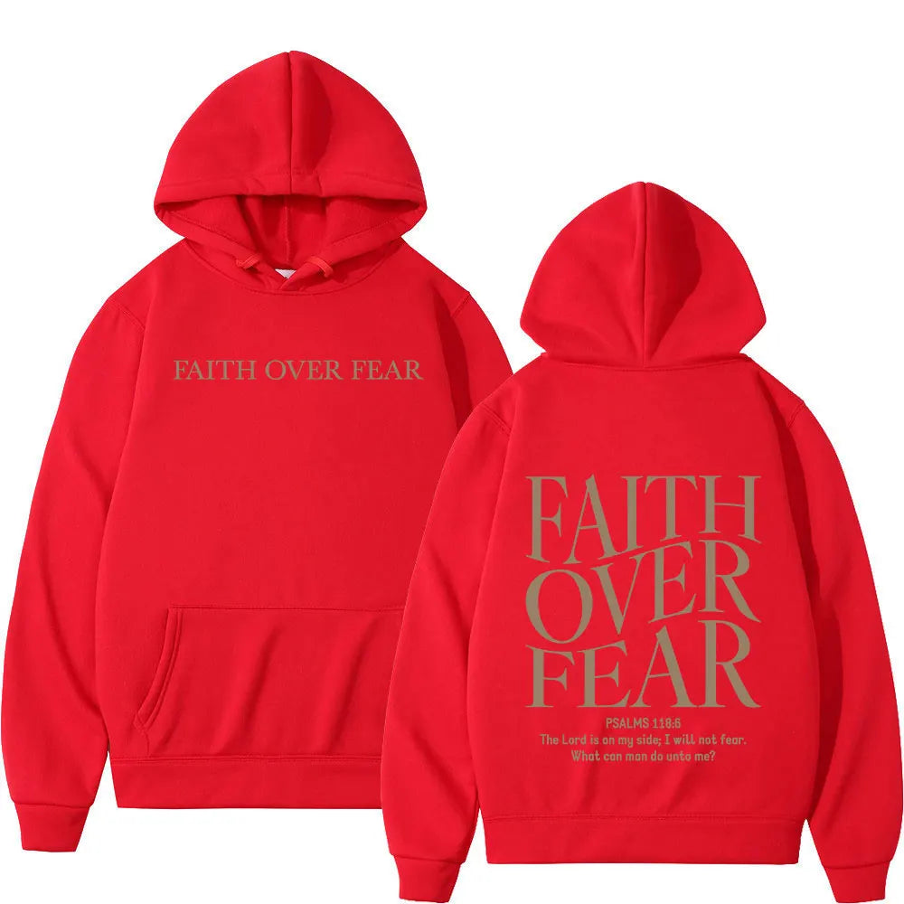 Faith Over Fear Christian Hoodie – Jesus Bible Verse Graphic, Oversized Fleece Sweatshirt for Men & Women