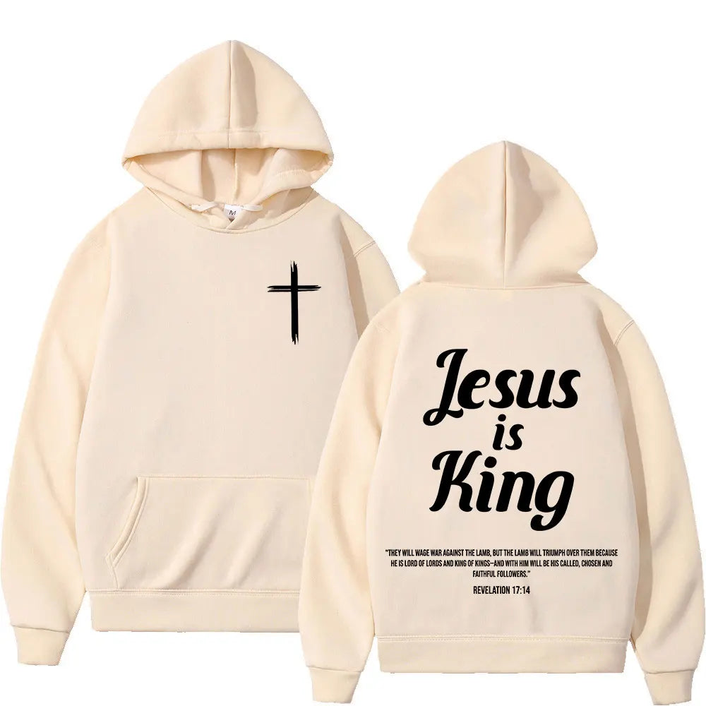 “Jesus Is King” Christian Hoodie – Unisex Fleece Sweatshirt
