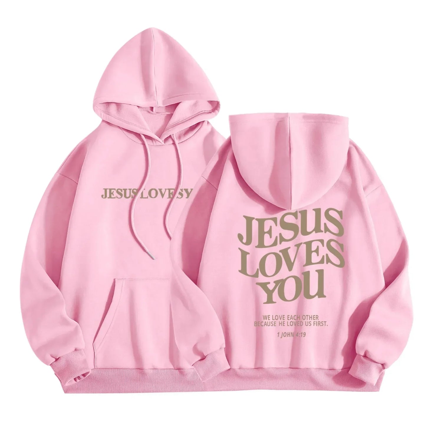 Jesus Loves You Print Pullover Hoodies Women's Autumn Winter Streetwear Sweatshirt Hooded Tops Clothes Winter Clothes Women