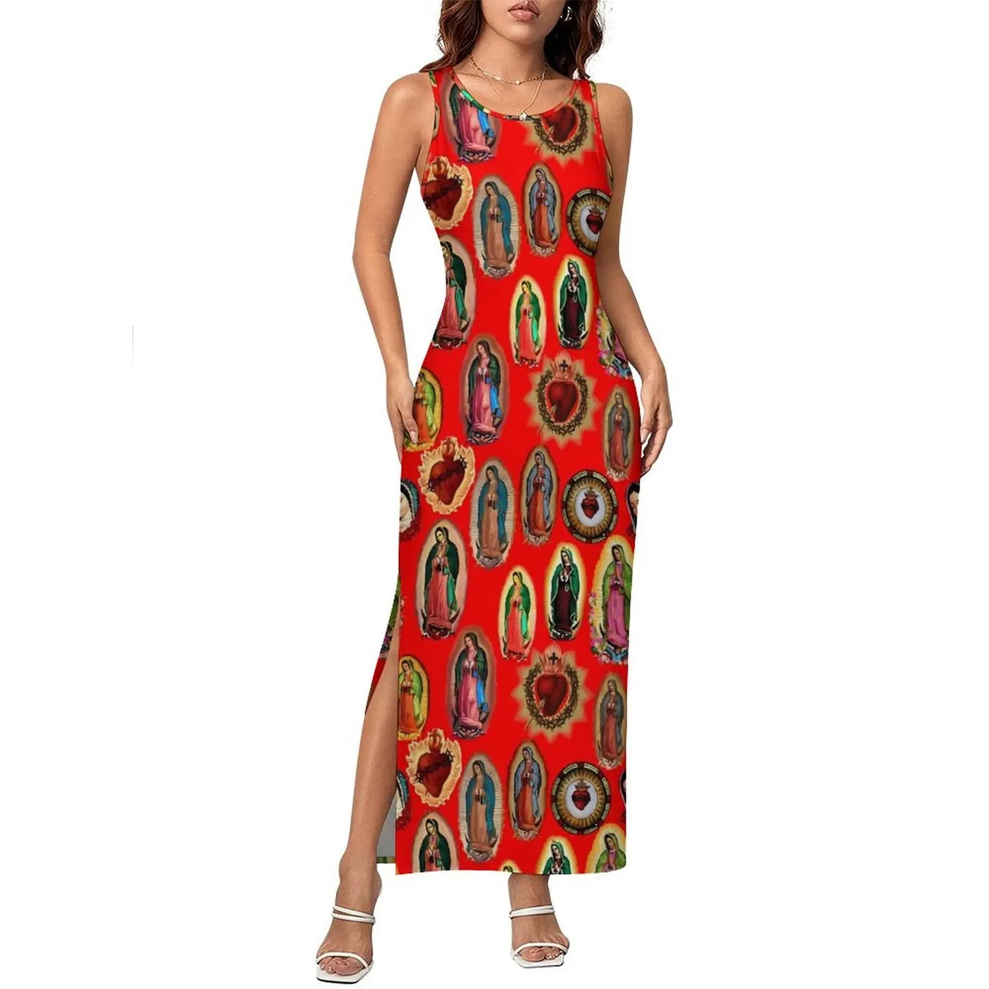 Virgin Mary Catholic Christian Sleeveless Bodycon Maxi Dress