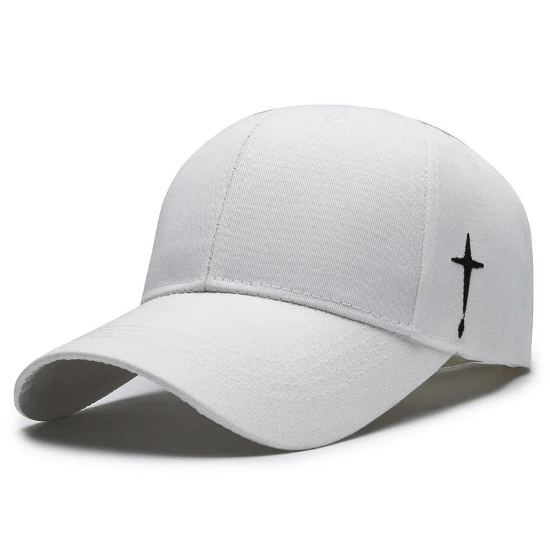 Unisex Simple Cross Embroidery Baseball Caps Spring and Autumn Outdoor Adjustable Casual Hat Sunscreen Hat