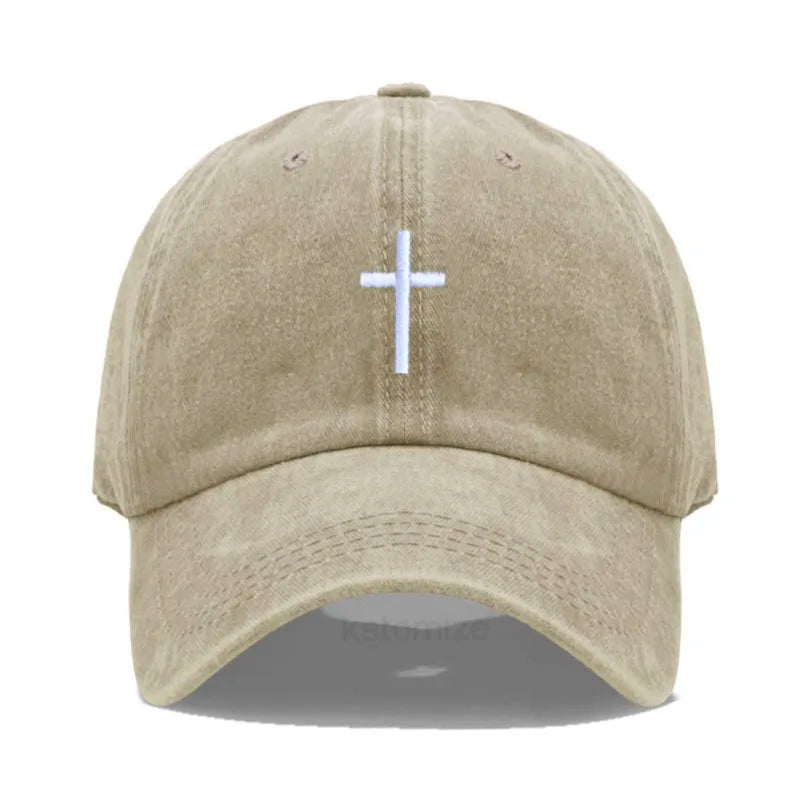 Cotton Baseball Cap for Men & Women - Unisex Cross Embroidery Dad Hat, Sun Protection, Adjustable Outdoor Sports Cap