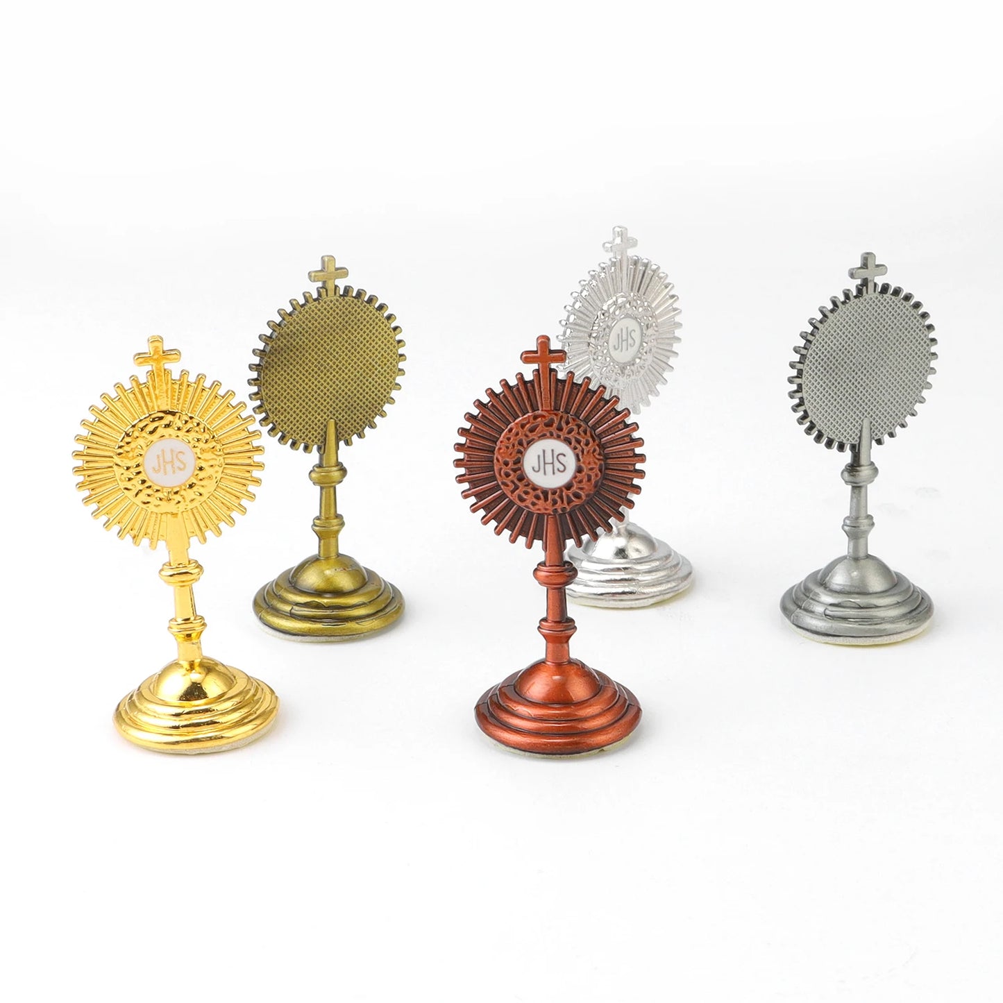 Mini Catholic JHS Metal Ornament – Decorative Religious Charm for Car, Home & Office