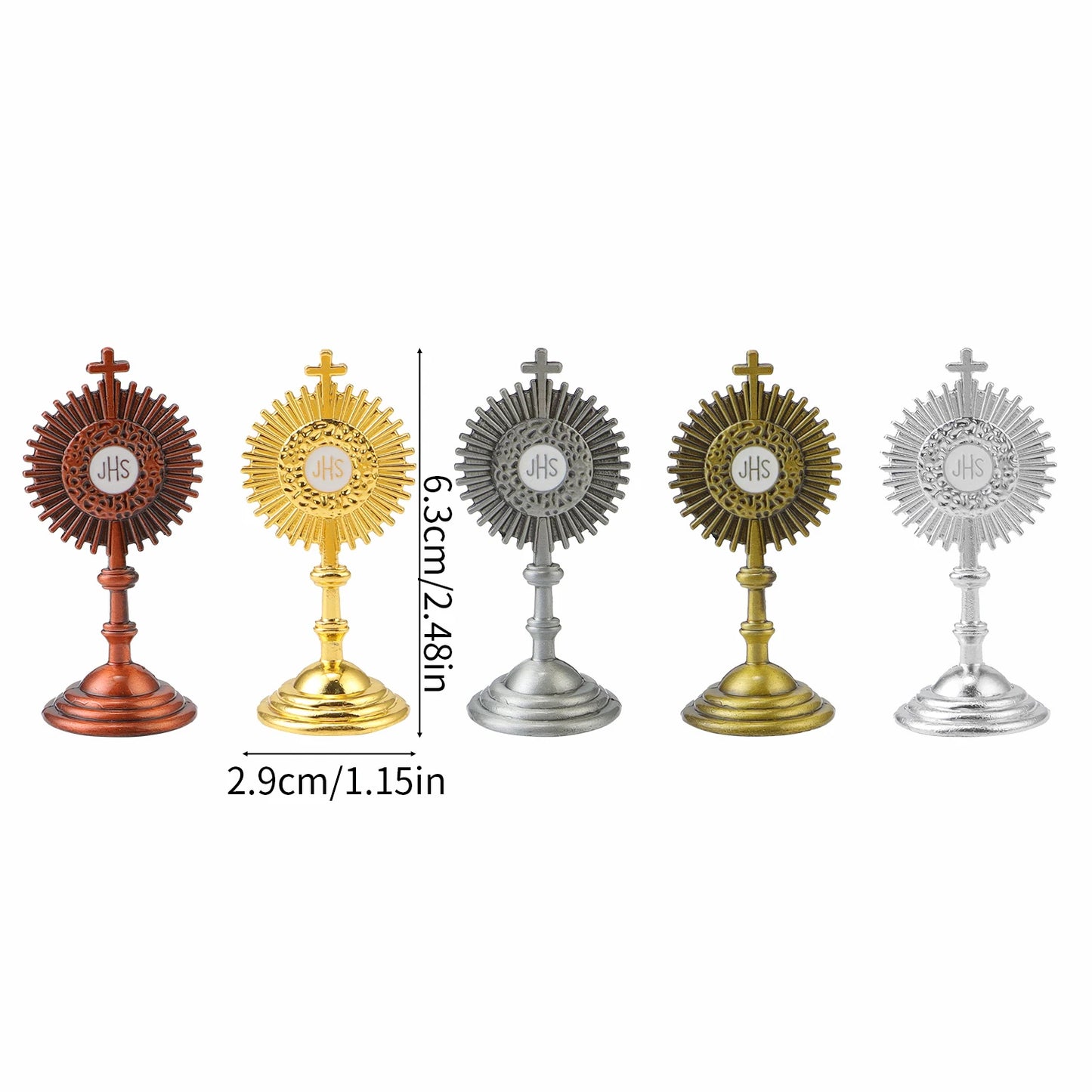 Mini Catholic JHS Metal Ornament – Decorative Religious Charm for Car, Home & Office