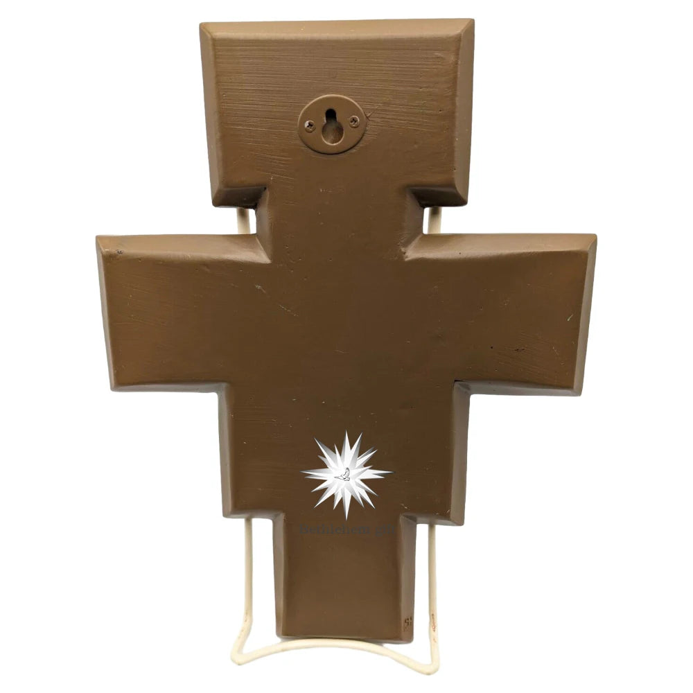 San Damiano Cross Resin Wall Hanging – Catholic Prayer Icon for Home Decor, 26.5cm