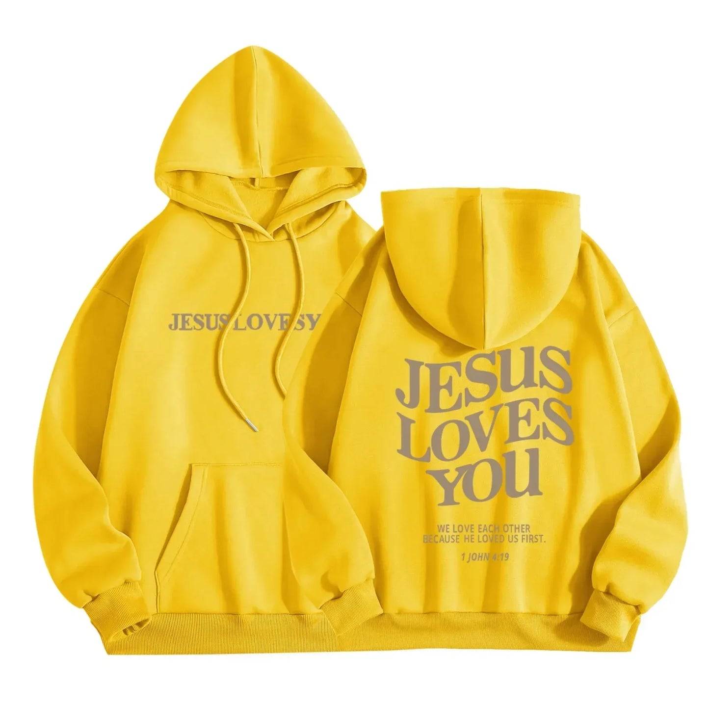 Jesus Loves You Print Pullover Hoodies Women's Autumn Winter Streetwear Sweatshirt Hooded Tops Clothes Winter Clothes Women