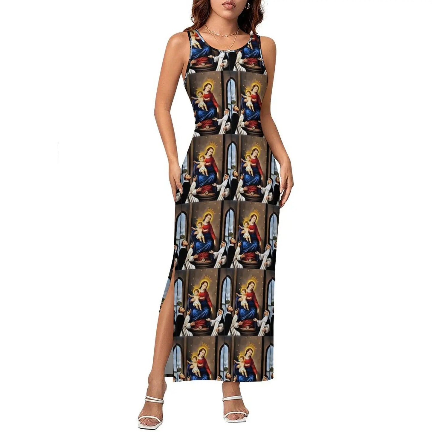 Virgin Mary Catholic Christian Sleeveless Bodycon Maxi Dress