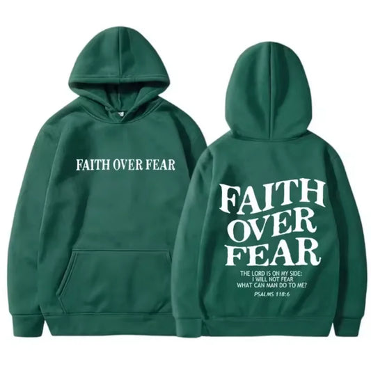 Faith Over Fear Hoodie - Bible Verse Pullover, Cozy & Stylish for Men & Women, Fleece Hoodie for Autumn & Winter