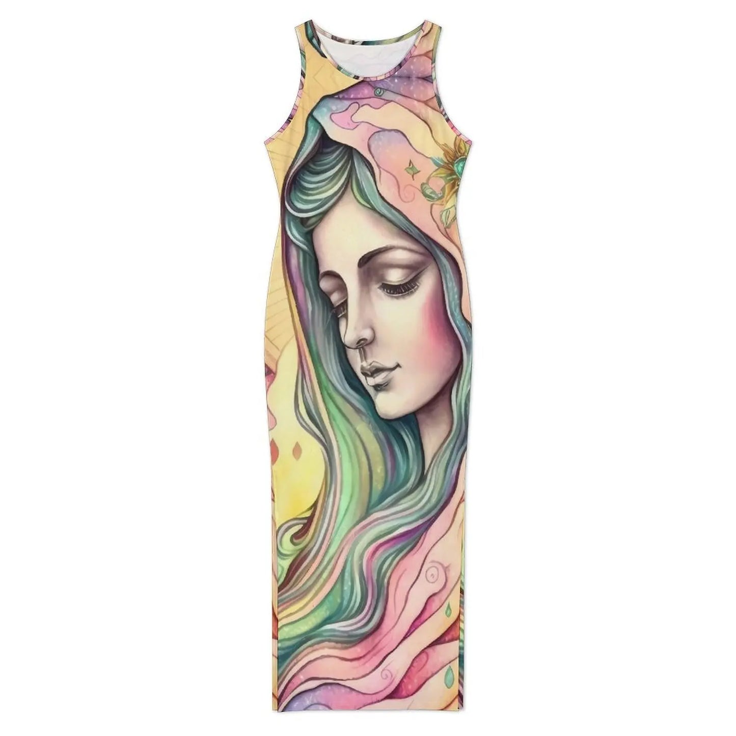 Virgin Mary Catholic Christian Sleeveless Bodycon Maxi Dress