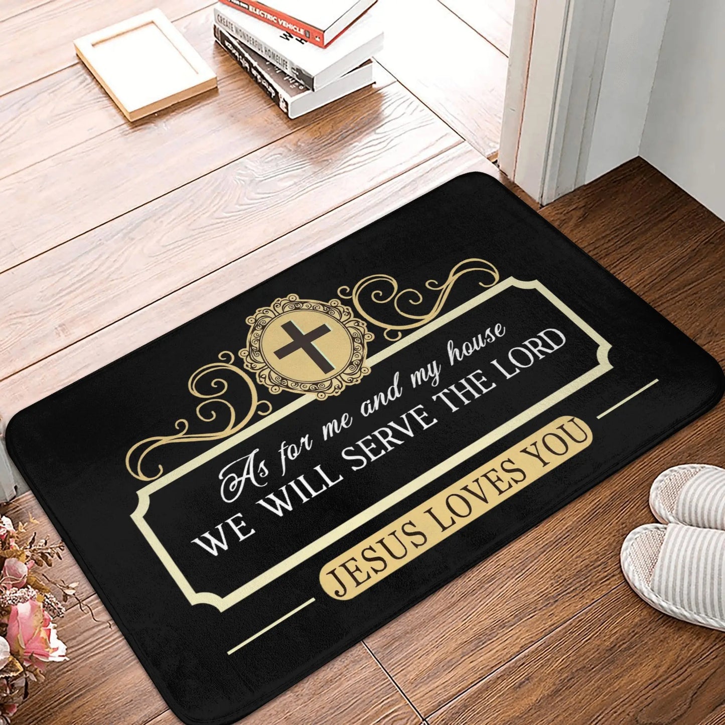 Jesus Religious Door Mat – Anti-Slip, Waterproof, Modern Printed Rug for Bedroom, Kitchen, Bathroom, Balcony, Entrance, or Prayer Area