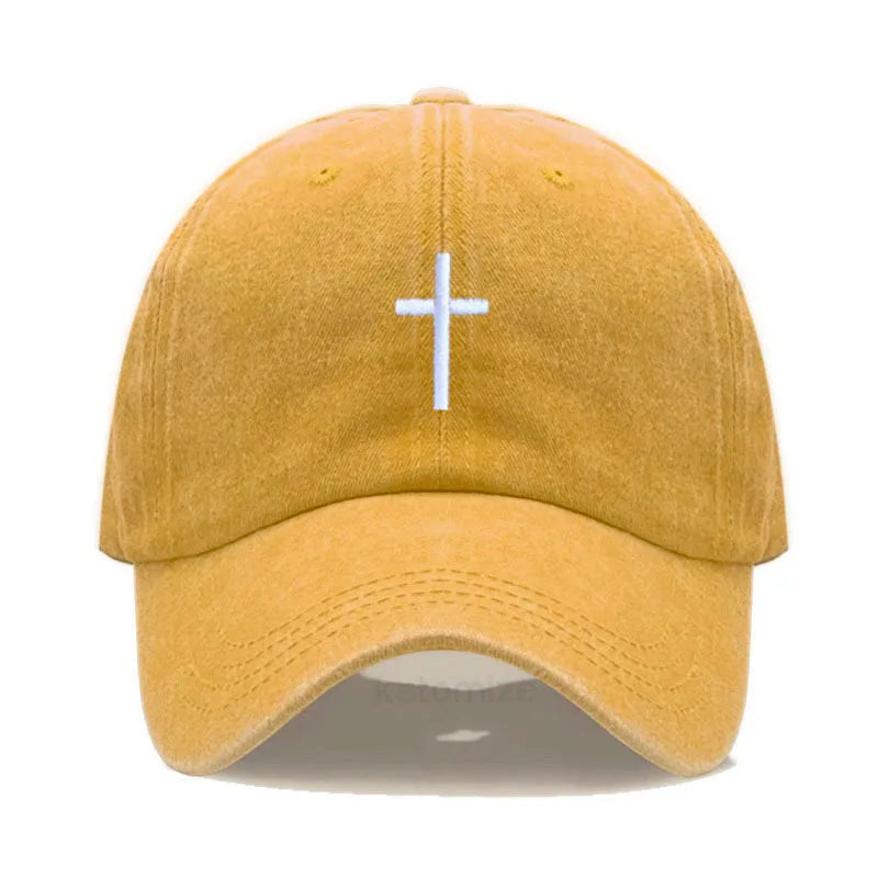 Cotton Baseball Cap for Men & Women - Unisex Cross Embroidery Dad Hat, Sun Protection, Adjustable Outdoor Sports Cap