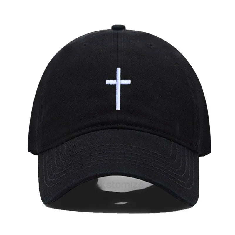 Cotton Baseball Cap for Men & Women - Unisex Cross Embroidery Dad Hat, Sun Protection, Adjustable Outdoor Sports Cap