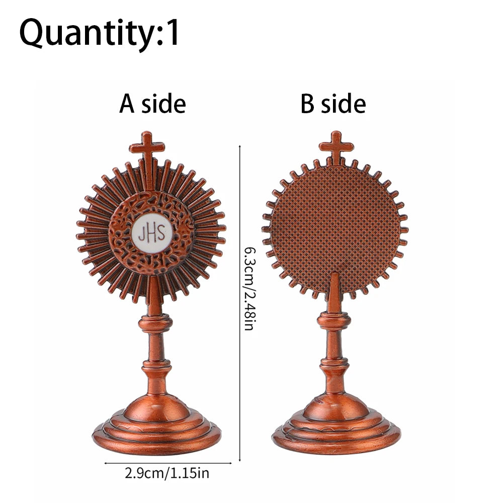 Mini Catholic JHS Metal Ornament – Decorative Religious Charm for Car, Home & Office