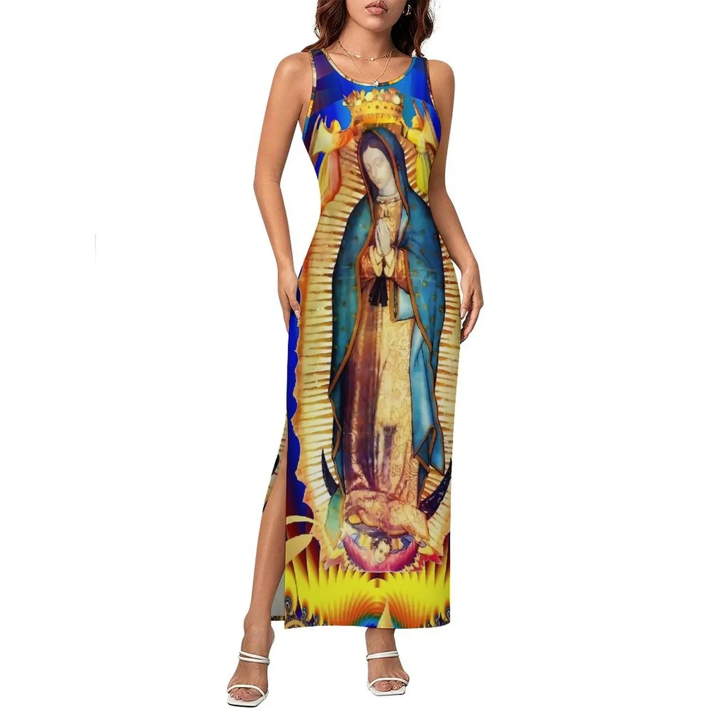 Virgin Mary Catholic Christian Sleeveless Bodycon Maxi Dress