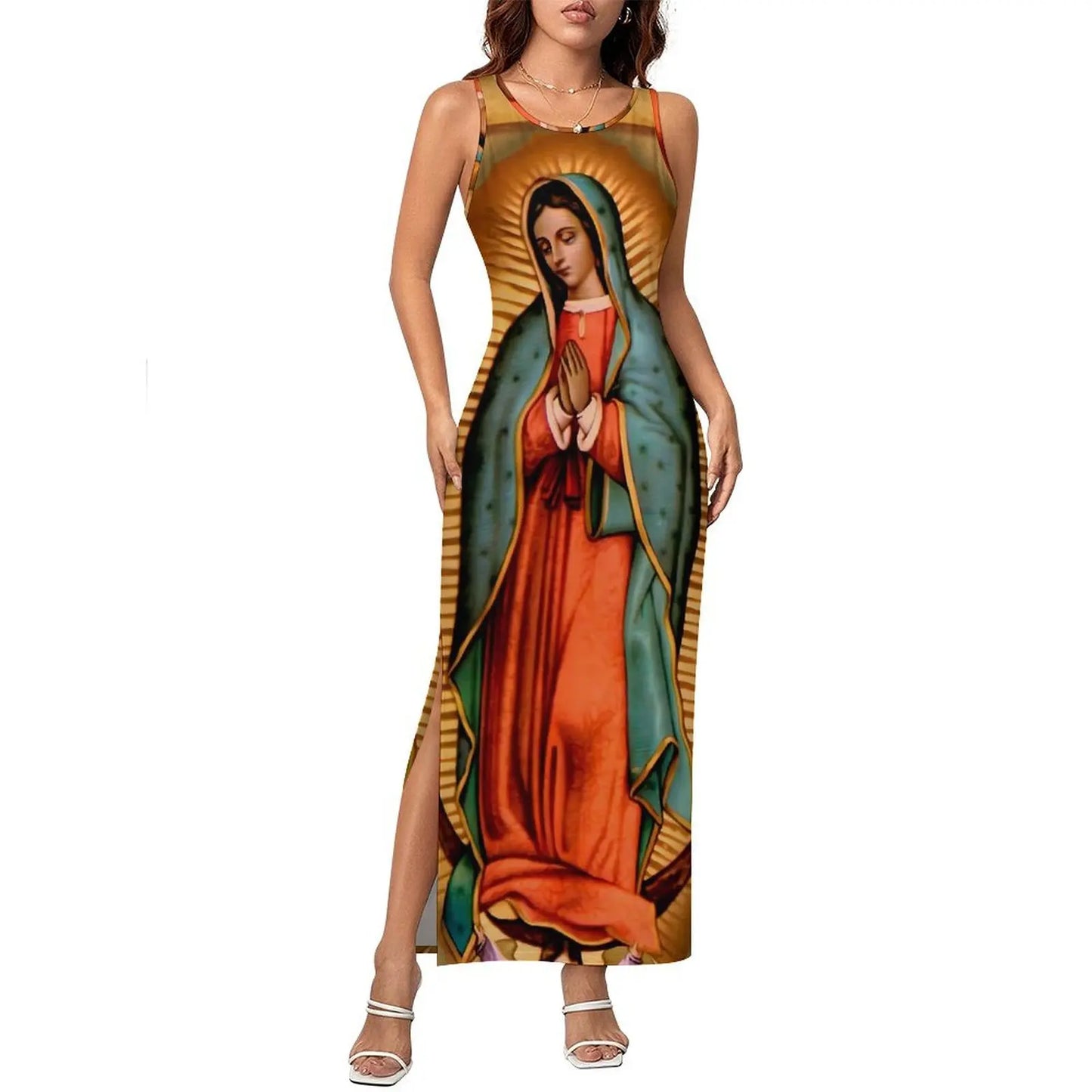 Virgin Mary Catholic Christian Sleeveless Bodycon Maxi Dress